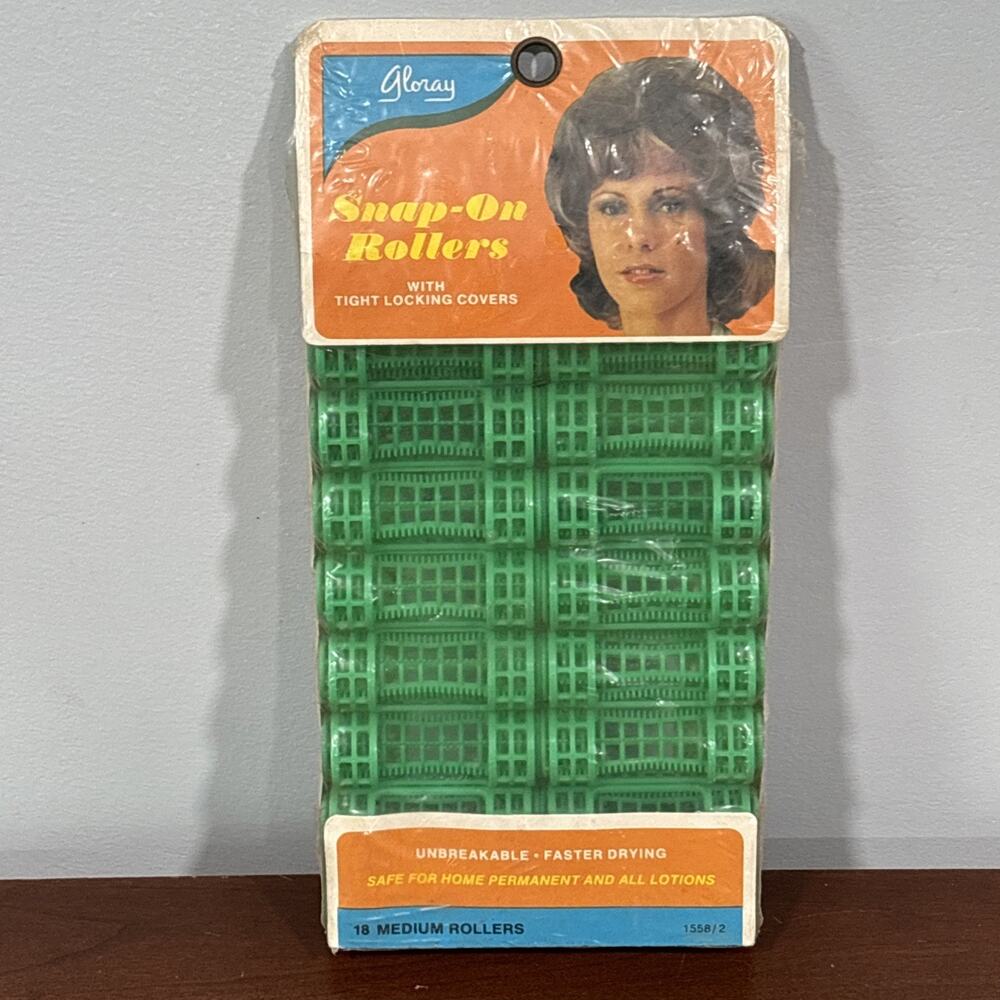 Gloray Snap On Rollers Vintage Unbreakable Plastic 18 Medium NOS